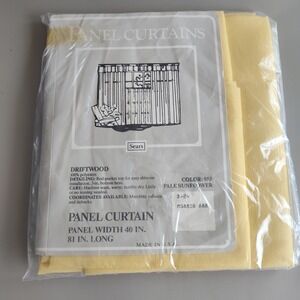 Vintage Sears Panel Curtain Driftwood Pale Sunflower 40 inches x 81 inches